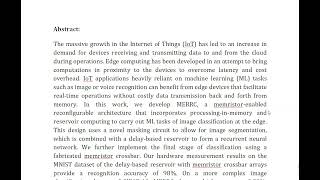 MERRC A Memristor Enabled Reconfigurable Low Power Reservoir Computing Architecture at the Edge [upl. by Anek722]