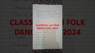 Classical And Folk Dance SSC Chsl 2024 Important Questions sscchsl [upl. by Attekram]