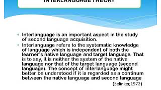 INTERLANGUAGE THEORY [upl. by Esiole466]