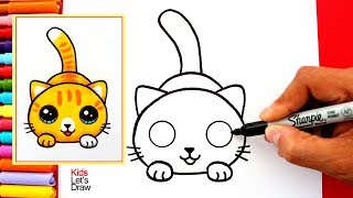 Aprende a dibujar un GATO KAWAII fácil  How to Draw a Cute Kitten Easy [upl. by Yssac36]