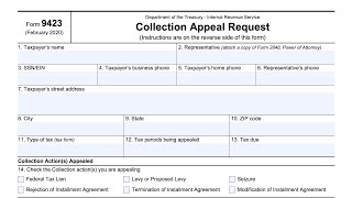 IRS Form 9423 walkthrough Collection Appeal Request [upl. by Okoy]