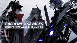 Nightcore  Gasoline x Savages remake  lyrics [upl. by Ahsienar751]