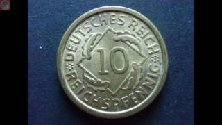 0712  10 Pfennig Weimarer Republik 1936 D [upl. by Ecylahs]