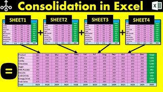 Consolidation in Excel Hindi  How to Consolidate Data in Excel [upl. by Anrak76]