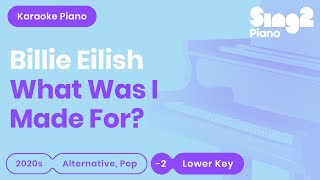 Billie Eilish  What Was I Made For Lower Key Piano Karaoke [upl. by Neuberger]