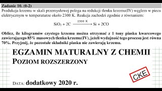 ZADANIE 10 CKE 2020 DODATKOWY LIPIEC MATURA ROZSZERZONA CHEMIA chemia chemistry [upl. by Anneirda]