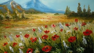 How to paint poppies landscape mountains beginner class follow the link below for the full program [upl. by Ermine]