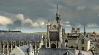 Reconstitution 3D de la SainteChapelle et du palais royal de la Cité au XIVème siècle [upl. by Ecnarretal9]