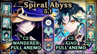 ANEMO ONLY Wanderer amp Xiao Teams  NEW Spiral Abyss 51 F12  9  Genshin Impact [upl. by Danzig]