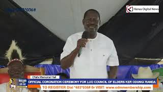 Raila Odingas full speech during Council of Elders coronation ceremony in Kisumu [upl. by Whitby]