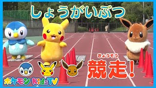 【ポケモン公式】勝つのはだあれ！？ポッチャマ vs ピカチュウ vs イーブイ「しょうがいぶつ競走」－ポケモン Kids TV [upl. by Ahsuoj]