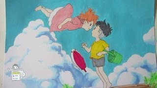 How to draw Ponyo and Sosuke ポニョ 宗介 [upl. by Alfie123]