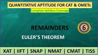 Remainders 6  Number System  CAT Quant  Eulers Theorem  XATIIFTSNAPCMATNMATMAH CET MBA [upl. by Akeim417]