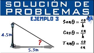 Razones trigonométricas  Solución de problemas Ejemplo 3 [upl. by Eetse]