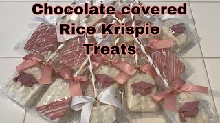 Chocolate dipped Rice Krispie treats  How to video  diy party treats [upl. by Irek]