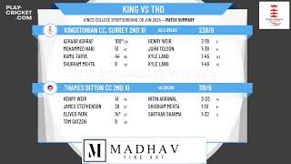 Kingstonian CC Surrey 2nd XI v Thames Ditton CC 2nd XI [upl. by Judah]