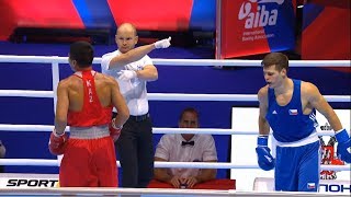 Round of 32 75kg KULAKHMET Tursynbay KAZ vs BARTL Milos CZE AIBA World 2019 [upl. by Ettenay]