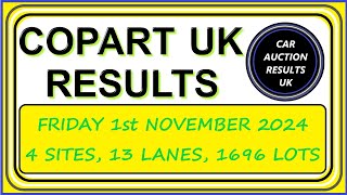 COPART UK AUCTION RESULTS FOR FRIDAY 11124 [upl. by Kyl]