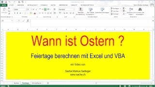 Feiertage berechnen mit Excel und VBA [upl. by Adiasteb458]