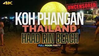 4k Full Moon Party Walking Tour Of Haad Rin Beach Koh Phangan [upl. by Nathanil]