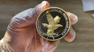 Australian WedgeTailed Eagle 5oz Silver Proof High Relief Gilded 2023 Coin [upl. by Redvers]