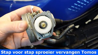 Tomos sproeier vervangen SHA carburateur [upl. by Ecnadnak29]