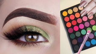 golden green eyes makeup tutorial for brown eyes [upl. by Alrats]