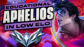 How to play Aphelios in low Elo  Aphelios ADC Gameplay Guide  League of Legends [upl. by Ahsahs]