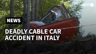 Italy cable car accident leaves at least 13 people dead  AFP [upl. by Stearne392]