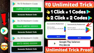 Unlimited Trick free redeem code for playstore at ₹0  How to get free google redeem code [upl. by Aker]