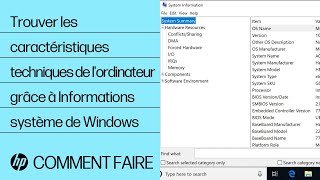 Trouver les caractéristiques techniques de lordinateur grâce à Informations système de Windows  HP [upl. by Ahl283]