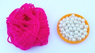 How To Make Designer Pearls Woolen Necklace At Home  DIY  Bridal Necklace  Chokar  Uppunuti Home [upl. by Attaynik]