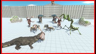 FACTION WITH PURUSSAURUS VS SAME FACTION WITH GIANT MANTIS  ANIMAL REVOLT BATTLE SIMULATOR [upl. by Ziza]