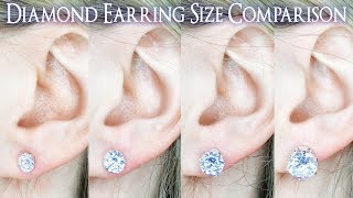 Earring Diamond Size Comparison 1 Carat on the Ear vs 25 to 4 Ct 33 4 5 66 75 8 9 12 [upl. by Licha496]