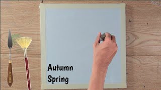 Art Challenge103  Autumn Spring Trees Contrast  Acrylic Painting Tutorial  Easy Techniques [upl. by Aloz148]