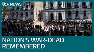 Live Remembrance Sunday commemorated at Cenotaph  ITV News [upl. by Onateag]