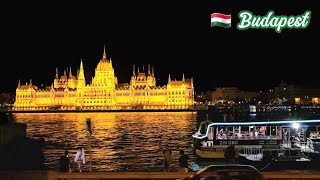 🇭🇺 Budapest Hungary Day amp Night Walking tour Elzbet Bridge The Parliament [upl. by Marve896]