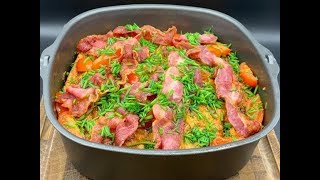 Æggekage med champignon skinke bacon tomater og purløg [upl. by Netsruk]