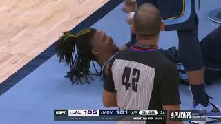 JA MORANT SCARY INJURY IN GAME 1 OF LAKERS VS GRIZZLIES [upl. by Glynis]