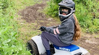 Suzuki LT50 Ft RaeTv  quad Dirtbike girl riding [upl. by Annalee]