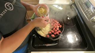 Kraut amp Hot Dogs Cooked in the Cast Iron Skillet [upl. by Matheny723]