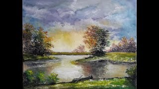 landschap schilderen met olieverf  landscape oil painting [upl. by Ayotan]