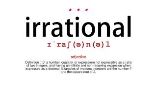 How to pronounce irrational  Vocab Today [upl. by Esirahc]