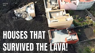 La Palma Volcano Drone Houses that stopped the lava Final view after volcano stop Dec 21 [upl. by Navarro]