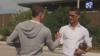 Gareth Bale with Cristiano Ronaldo on first day of training at Real Madrid [upl. by Sej]