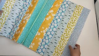 Lets make a Laptop Sleeve Quickly and Easily using Fabric Strips  Patchwork Laptop Sleeve [upl. by Mullen6]