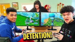 16 Year Old Little Brother 1v1s BEST Fortnite Player in School Detention [upl. by Parrott]