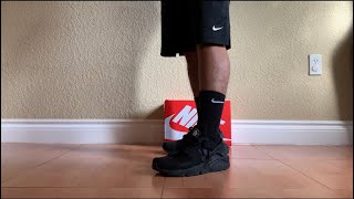 Nike Huarache Triple Black review amp on feet [upl. by Eymaj]