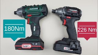 226 Nm Brushless Parkside Performance vs 180Nm Impact test wrench [upl. by Sivek]