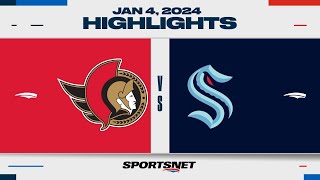 NHL Highlights  Senators vs Kraken  January 4 2024 [upl. by Htebesile]